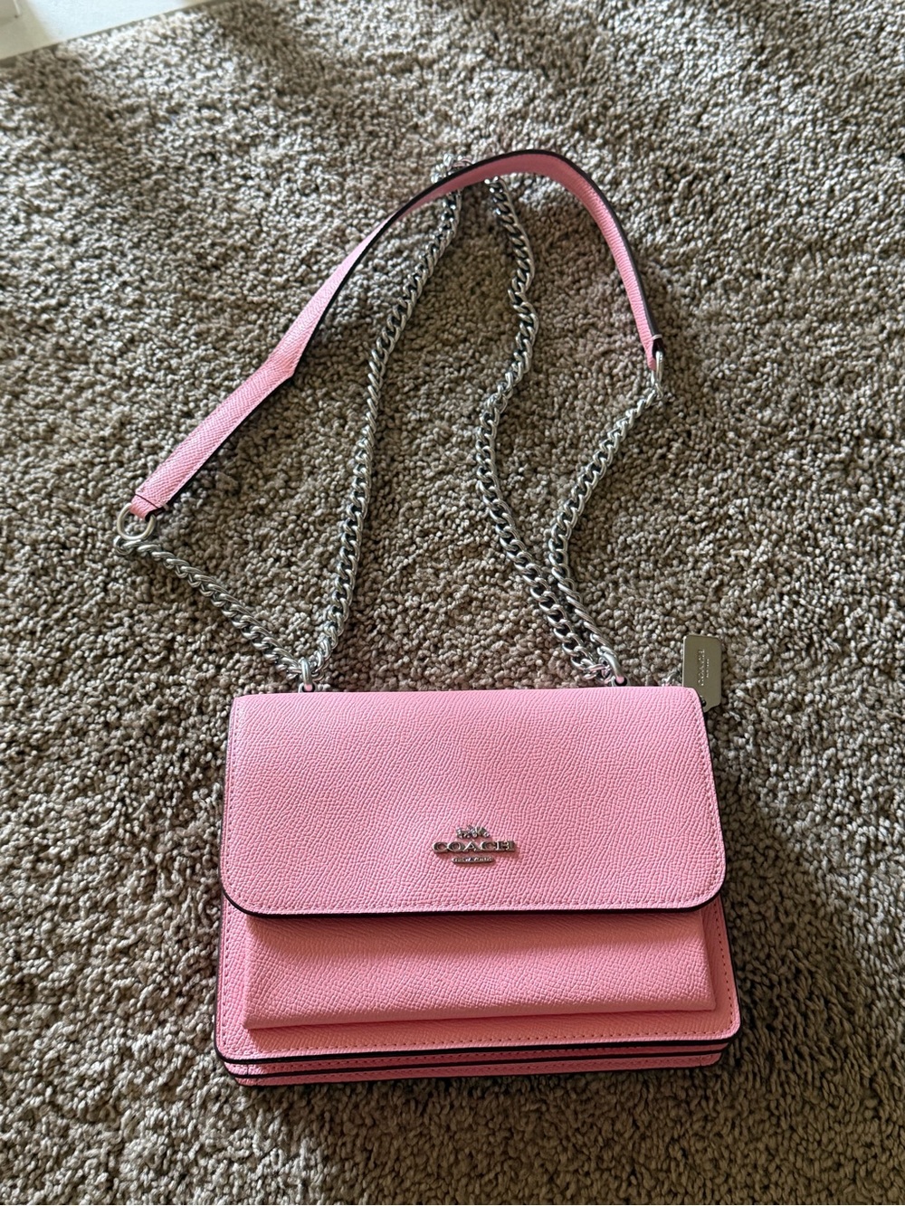 Coach Pink Leather Chain Strap Crossbody Bag